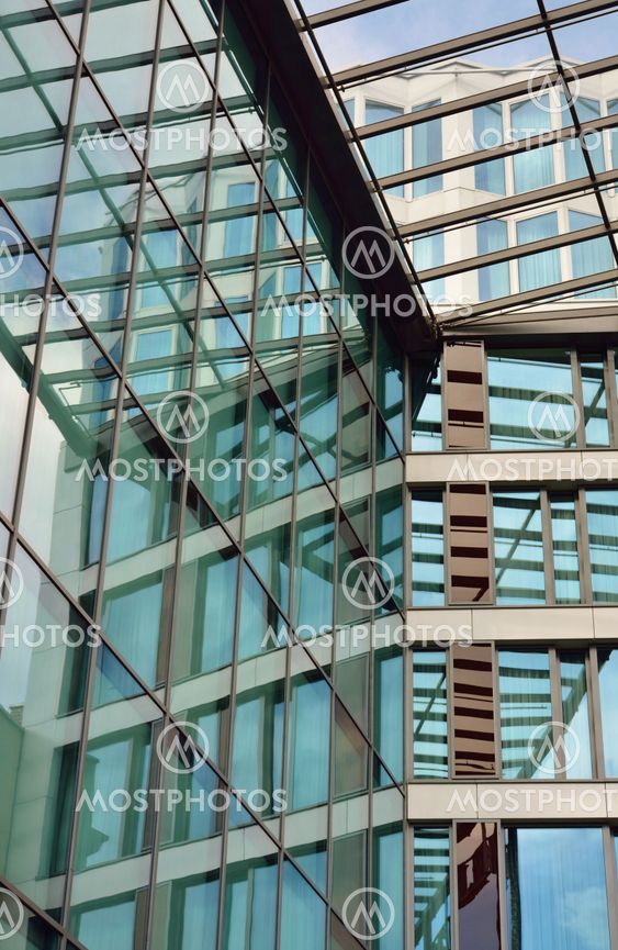 Glass facade of modern office building