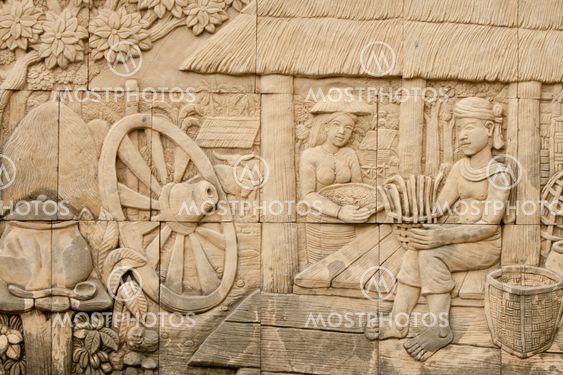 native molding art on wall in thai style