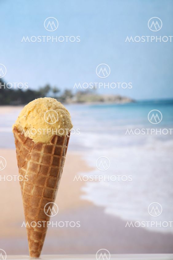 Vanilla ice cream on beach