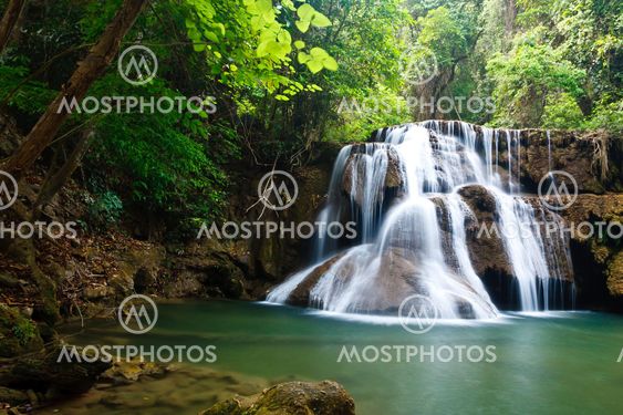 Waterfall in National Park , Kanchanaburi Province , Thailand