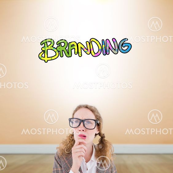 Composite image of geeky hipster woman thinking with hand...