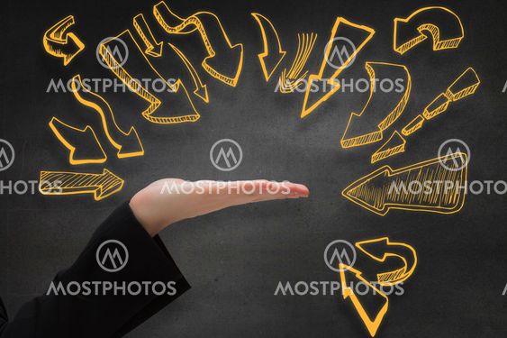 Composite image of hand presenting