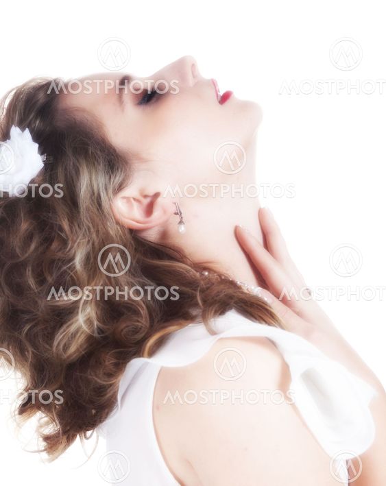 Beautiful young girl with eyes closed