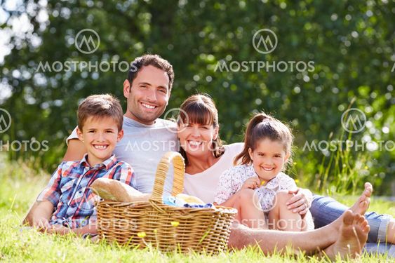 Family Enjoying Summer Picnic In Countryside
