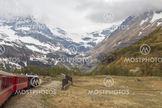 Swiss mountain train Bernina Express