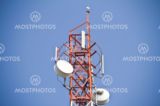 Communication Tower on blue sky background