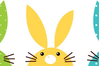 Cute colorful patterned bunny set isolated on white