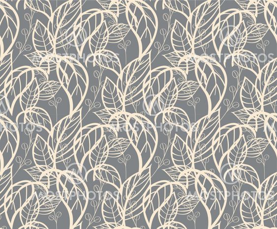Seamless floral pattern with hand drawn leaves, vector...