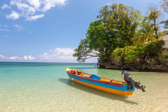 Fish boat on the paradise beach