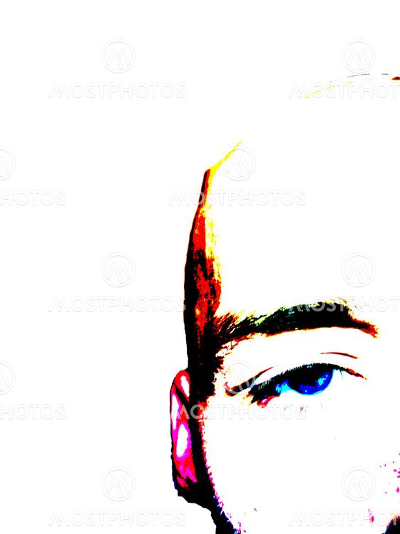 Half face of the man with blue eye