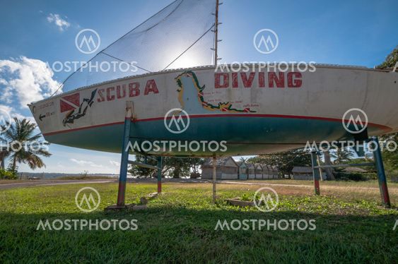 Scuba Diving boat on pigs bay, cuba