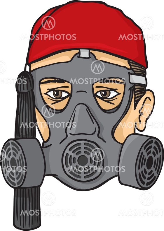 Greek evzone head with gas mask