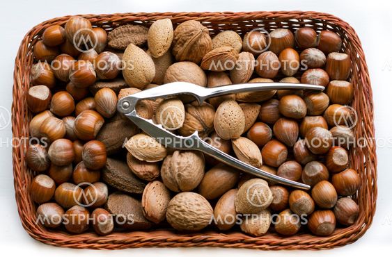 Mixed nuts in a basket
