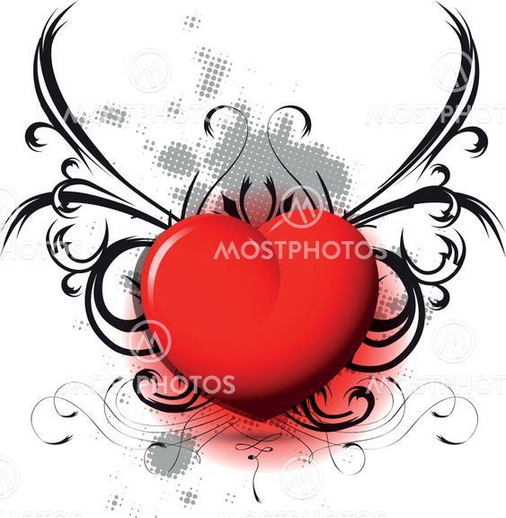 red heart on black pattern