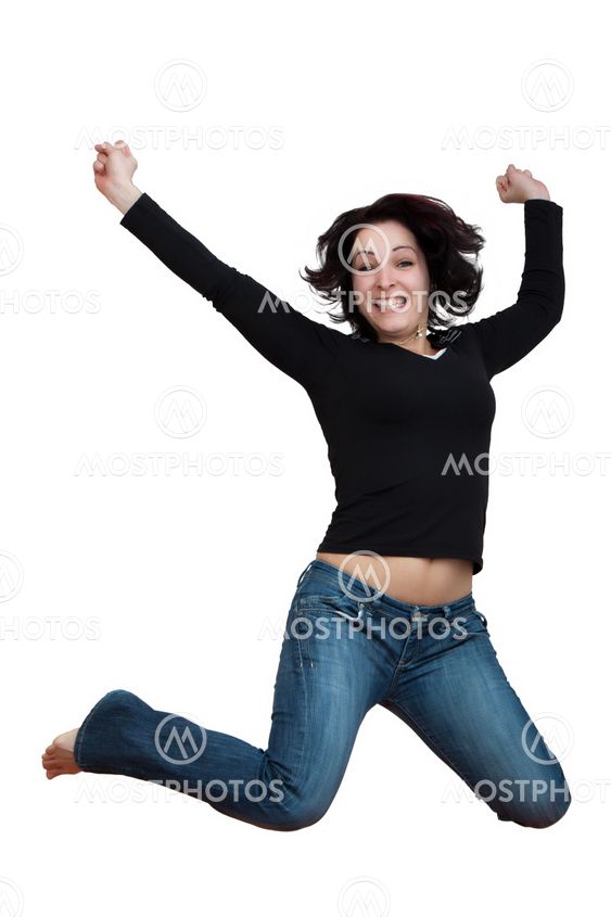 Woman leaping up