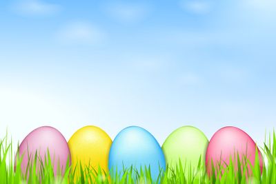 Colored Eggs in Grass