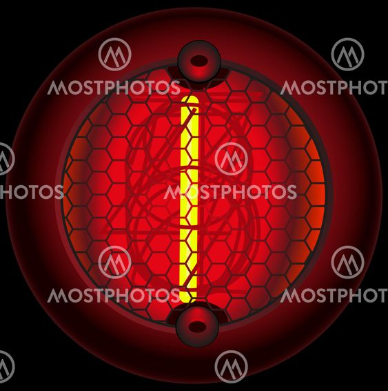 Digit 1 (one). Nixie tube indicator
