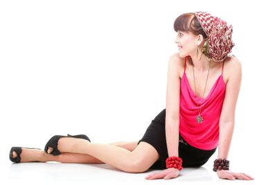 Full length woman in a turban isolated