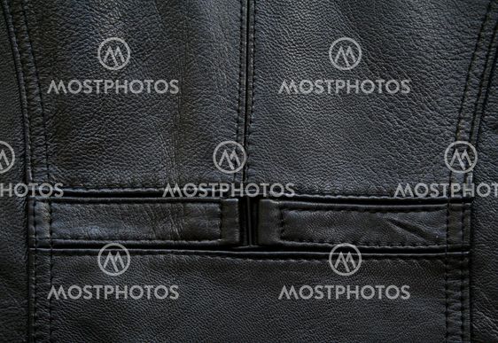 Detail of a black leather waistcoat