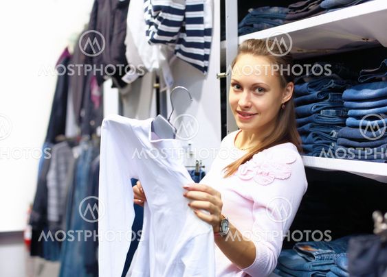 Shopping in clothes store