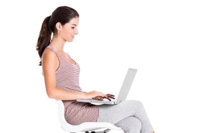 Student working on a laptop