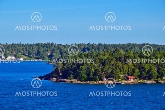 Swedish settlements on islets of Stockholm Archipelago in Baltic Sea, Sweden