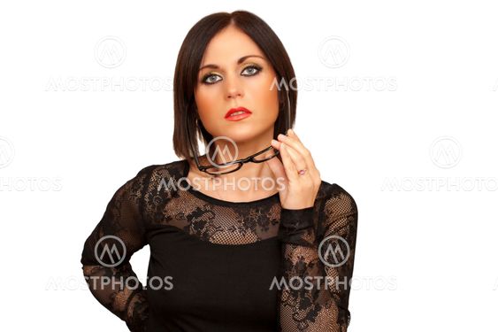 Woman with glasses in hand