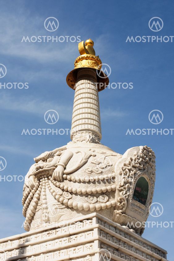 White tower in a Tibetan lamasery