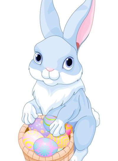Easter Bunny with a Basket Full of Easter Eggs
