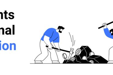 Workers Mining Rocks and Online Storefront Concept...