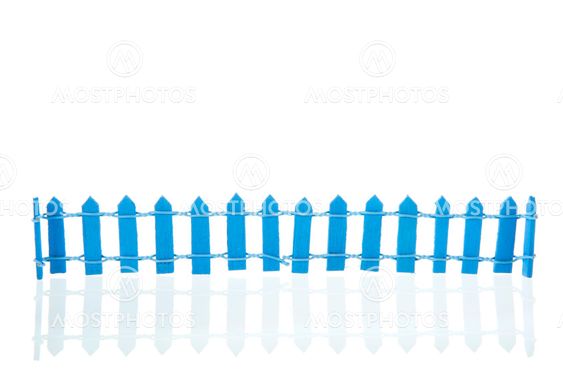 Blue fence on white background