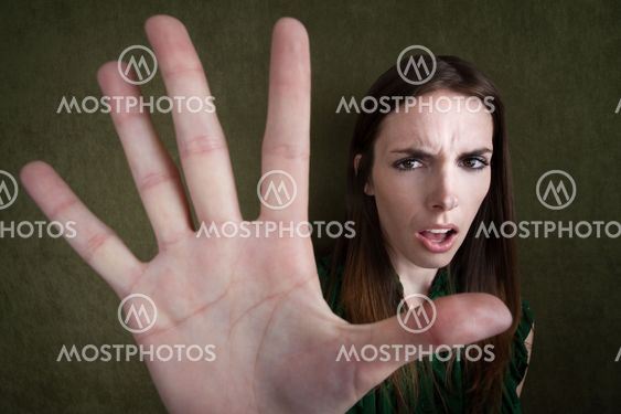 Woman Gestures Stop
