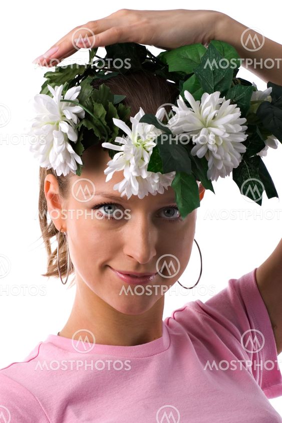 girl with wreath