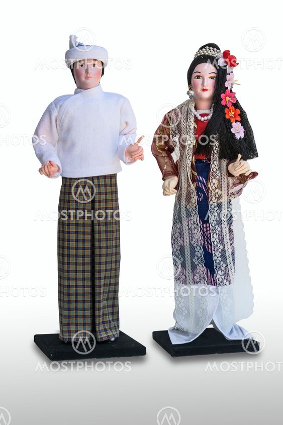 dolls dressed in national costume of Myanmar