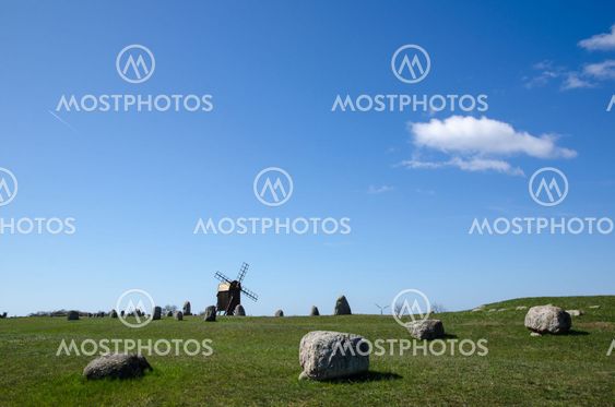 Old windmill and old graveyard