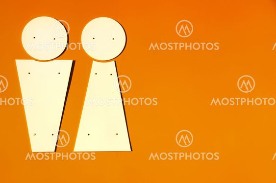 Restroom symbol on yellow background