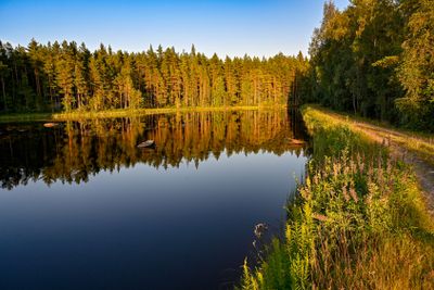 Skymning över en kanal i Värmland Sverige