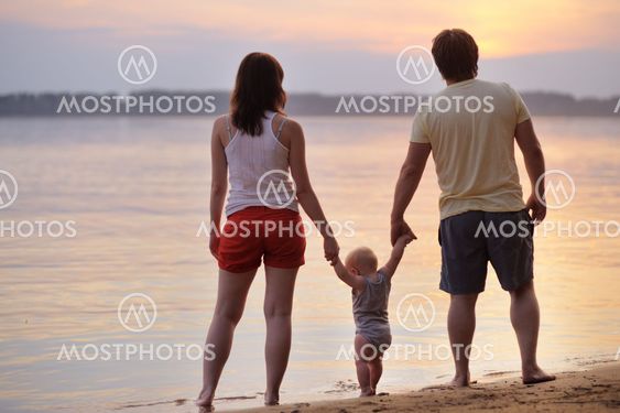 Happy family of three