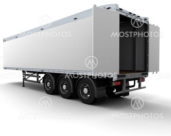 freight trailer and shipping boxes