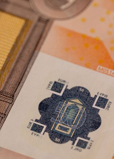 authentic fifty euro European Union close up