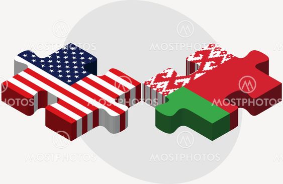 USA and Belarus Flags in puzzle