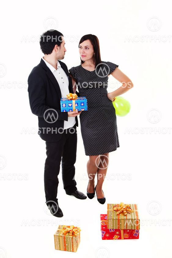Man and woman with present