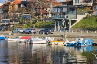 Sunset panorama of the port of Sozopol, Bulgaria