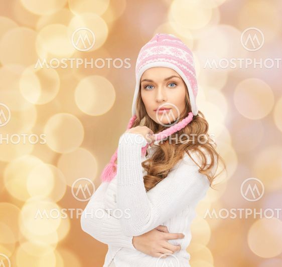smiling young woman in winter clothes