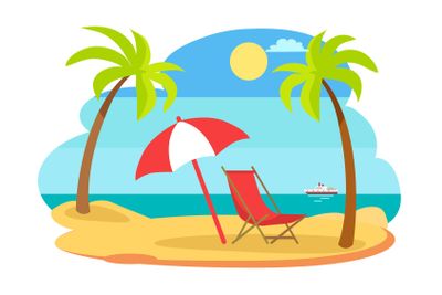 Seaside Seashore Sunny Beach Vector Illustration