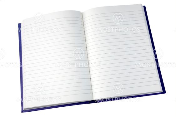 Open pages of a notebook isolated on white.