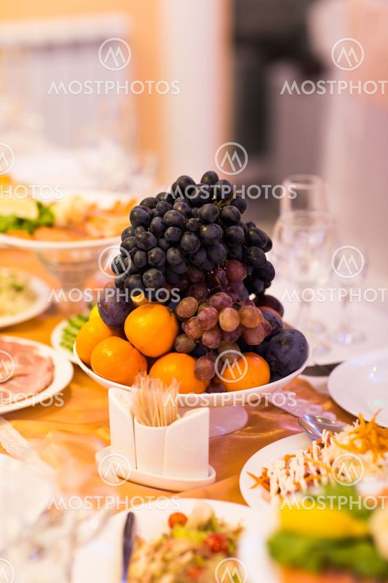 Mixed fruits on the festive table