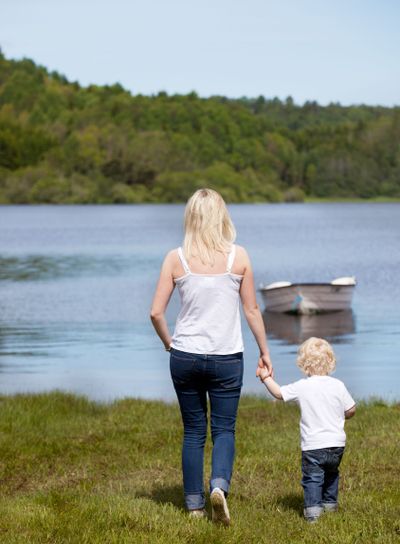 Mother with Son near Lake