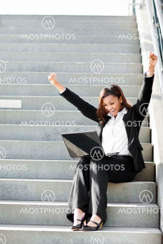 Black businesswoman with laptop