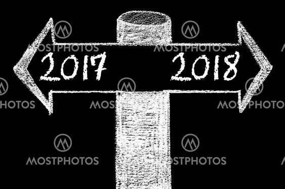 Opposite arrows with Year 2017 versus Year 2018